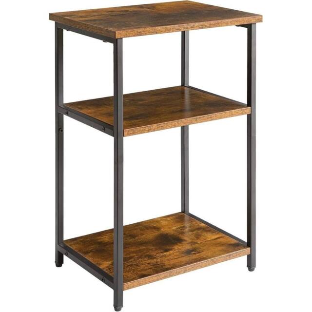 VOGREX Brown 3-Tier Industrial End Table, Steel Frame Nightstand - image 1