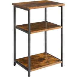 VOGREX Brown 3-Tier Industrial End Table, Steel Frame Nightstand - thumbnail 1