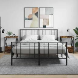 Berkfield Home Durable Bedside Tables 2 pcs Smoked Oak 50x41x65 cm Engineered Wood in Brown - Size: 50 x 41 x 65 cm - thumbnail 2