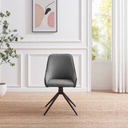 FurnitureboxUK Beaumont Grey Fabric Swivel Office Chair - thumbnail 3