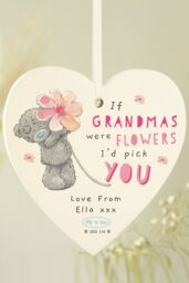 Personalised Memento Company Women's Personalised Me To You If... Were Flowers Wooden Heart Decoration in White - thumbnail 4