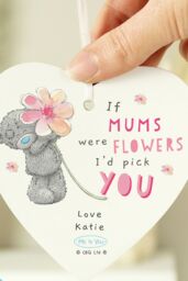 Personalised Memento Company Women's Personalised Me To You If... Were Flowers Wooden Heart Decoration in White - thumbnail 3