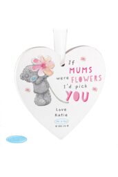 Personalised Memento Company Women's Personalised Me To You If... Were Flowers Wooden Heart Decoration in White - thumbnail 1