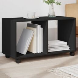 Berkfield Home vidaXL¬†Rolling¬†Cabinet¬†Black 72x33x42.5 cm Engineered Wood in Black - thumbnail 1