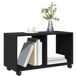 Berkfield Home vidaXL¬†Rolling¬†Cabinet¬†Black 72x33x42.5 cm Engineered Wood in Black - thumbnail 4