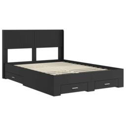 Berkfield Home Bed Frame with Storage & Headboard Black 135 x 190 cm - thumbnail 4