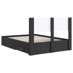 Berkfield Home Bed Frame with Storage & Headboard Black 135 x 190 cm - thumbnail 8
