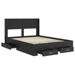 Berkfield Home Bed Frame with Storage & Headboard Black 135 x 190 cm - thumbnail 5