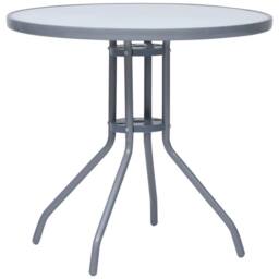 Berkfield Home Garden Table Light Grey 80 cm Steel & Glass - thumbnail 2