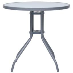 Berkfield Home Garden Table Light Grey 80 cm Steel & Glass - thumbnail 3