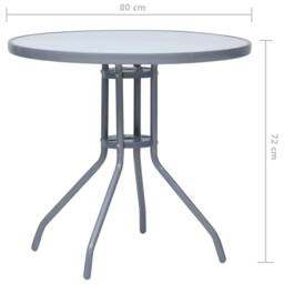 Berkfield Home Garden Table Light Grey 80 cm Steel & Glass - thumbnail 5
