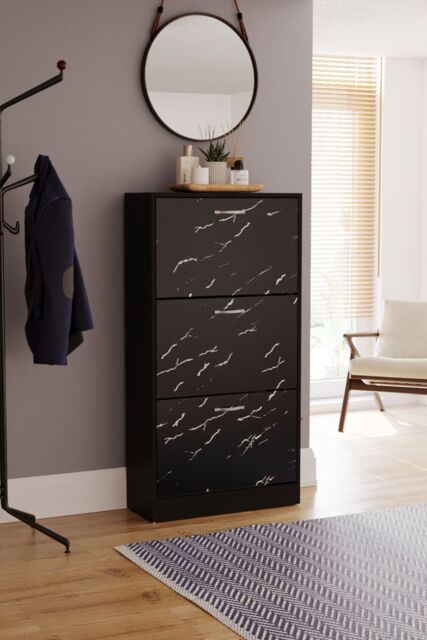 Home Discount Vida Designs 3 Drawer Shoe Cabinet Rack Organizer Storage Furniture in Black - image 1