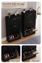 Home Discount Vida Designs 3 Drawer Shoe Cabinet Rack Organizer Storage Furniture in Black - thumbnail 4