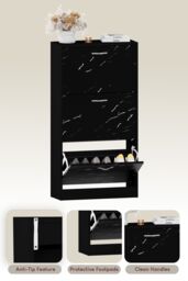 Home Discount Vida Designs 3 Drawer Shoe Cabinet Rack Organizer Storage Furniture in Black - thumbnail 7