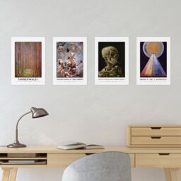 Artery8 Wall Art Print Classic Paintings Klimt Tannenwald Falero Witches Sabbath Van Gogh Skeleton Cigarette Klint Altarpiece A4 Poster Pack of 4 - thumbnail 4