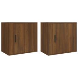 Berkfield Home Wall-mounted Bedside Cabinets 2 pcs Brown Oak 50x30x47 cm - Size: 50 x 30 x 47 cm - thumbnail 1