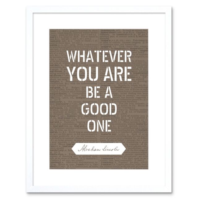 "Artery8 Wall Art Print Dictionary Page Quote Abraham Lincoln Good One Artwork Framed 9X7 Inch in White - Size: W7"" x H9""" - image 1