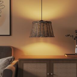 Berkfield Home Ceiling Lamp Shade Brown √ò38x23 cm Wicker - Size: 38x23 cm - thumbnail 3