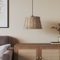 Berkfield Home Ceiling Lamp Shade Brown √ò38x23 cm Wicker - Size: 38x23 cm - thumbnail 1