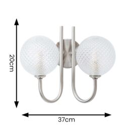 ValueLights Elle Brushed Chrome 2 Way IP44 Bathroom Glass Shade Wall Light with LED Bulbs in Silver - thumbnail 5