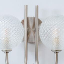 ValueLights Elle Brushed Chrome 2 Way IP44 Bathroom Glass Shade Wall Light with LED Bulbs in Silver - thumbnail 4