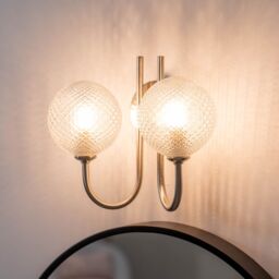 ValueLights Elle Brushed Chrome 2 Way IP44 Bathroom Glass Shade Wall Light with LED Bulbs in Silver - thumbnail 3