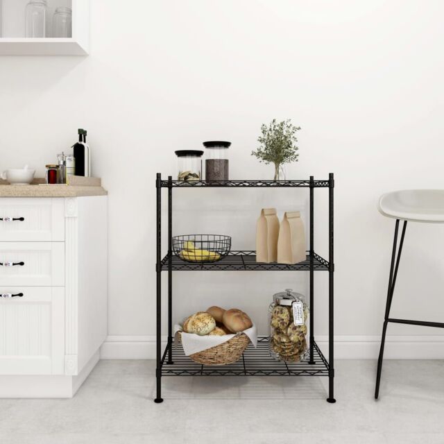 Berkfield Home 3-Tier Storage Rack 60x35x76 cm Black 150 kg - Size: 60 x 35 x 76 cm - image 1