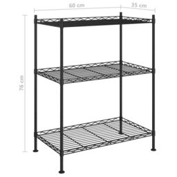 Berkfield Home 3-Tier Storage Rack 60x35x76 cm Black 150 kg - Size: 60 x 35 x 76 cm - thumbnail 7