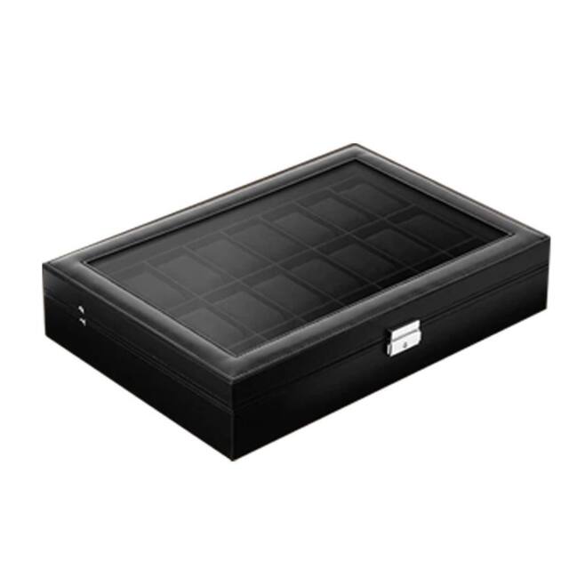 VOGREX 24-Grid Watch Display & Storage Box - Jewelry Holde in Black - image 1
