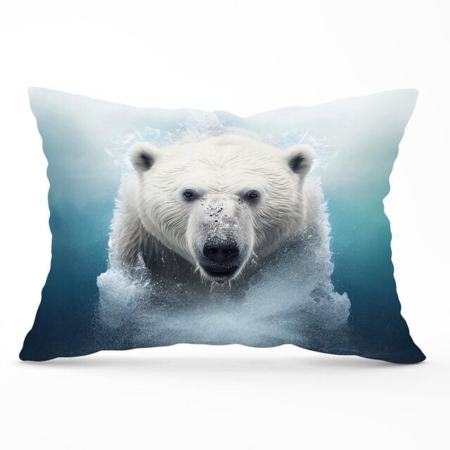 Warren Reed - Designer Polar Bear Splashart Cushions in White - Size: 33 cm x 48 cm - image 1