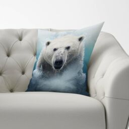 Warren Reed - Designer Polar Bear Splashart Cushions in White - Size: 33 cm x 48 cm - thumbnail 2
