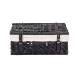 Red Hamper Wicker 46cm Empty Black Willow Picnic Basket With White Lining - thumbnail 3