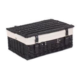 Red Hamper Wicker 46cm Empty Black Willow Picnic Basket With White Lining - thumbnail 2