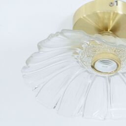 ValueLights Cassia Clear Glass Flower Detail Gold Flush Ceiling Light - thumbnail 3