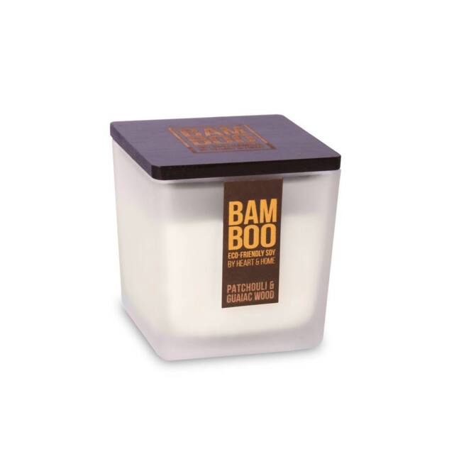 Bamboo Large Soy Wax Candle - Patchouli & Guaiac Wood in Cool White - image 1