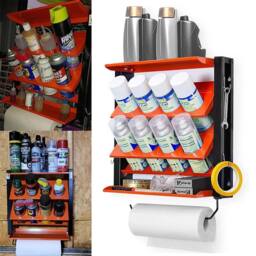NESTLUNE Wall Mount Spray Can Organiser Tool Storage Rack in Orange - Size: 10000mm x 520mm - thumbnail 4