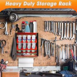 NESTLUNE Wall Mount Spray Can Organiser Tool Storage Rack in Orange - Size: 10000mm x 520mm - thumbnail 3