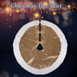 VFM e-Store Christmas Sequin Tree Skirt Decoration 49cm x 31cm Gold X 1 - Size: 49 cm x 31 cm - thumbnail 3