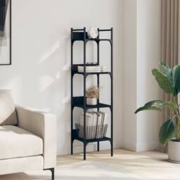 Berkfield Home Decorative Bookshelf 4-Tier Black 35x30x138.5 cm Engineered Wood - thumbnail 1