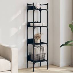 Berkfield Home Decorative Bookshelf 4-Tier Black 35x30x138.5 cm Engineered Wood - thumbnail 2