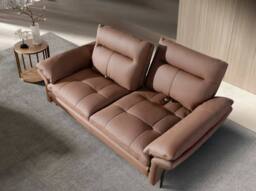 Angel Cerda 2-Seater Brown Cowhide Leather Sofa, Model - thumbnail 6