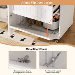 Matteo White Mobile Kitchen Island - Drop Leaf Table, Storage & Casters - thumbnail 9