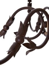 Orsina Antique 6 Arm Chandelier, Wooden Body Decorative Ceiling Light, Distressed Metal Candle Chandelier in Brown - thumbnail 3