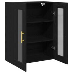 Berkfield Home Wall-Mounted Cabinet with Glass Doors Black Oak 69, 5x34x90 cm - Size: 5 x 34 x 90 cm - thumbnail 5