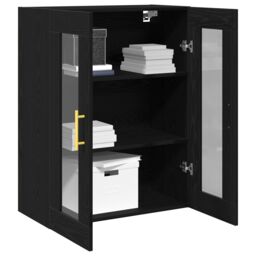 Berkfield Home Wall-Mounted Cabinet with Glass Doors Black Oak 69, 5x34x90 cm - Size: 5 x 34 x 90 cm - thumbnail 3