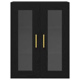 Berkfield Home Wall-Mounted Cabinet with Glass Doors Black Oak 69, 5x34x90 cm - Size: 5 x 34 x 90 cm - thumbnail 6