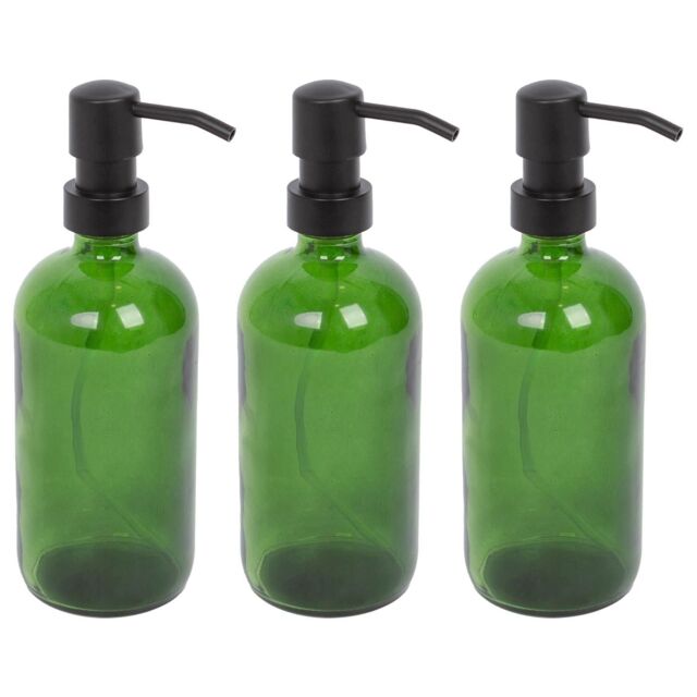 Harbour Housewares 3x Glass Soap Dispensers in Green - image 1