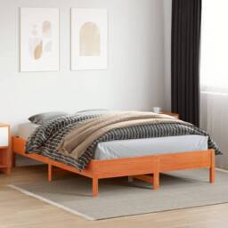 Berkfield Home Bed Frame without Mattress Wax Brown 140x200 cm Solid Wood Pine - thumbnail 3