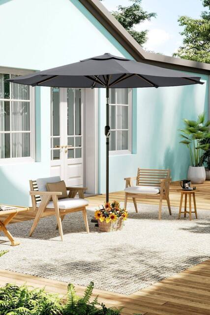H&O Direct Outdoor 3m Traditional Garden Parasol（Base not included） in Dark Grey - image 1