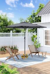 H&O Direct Outdoor 3m Traditional Garden Parasol（Base not included） in Dark Grey - thumbnail 2